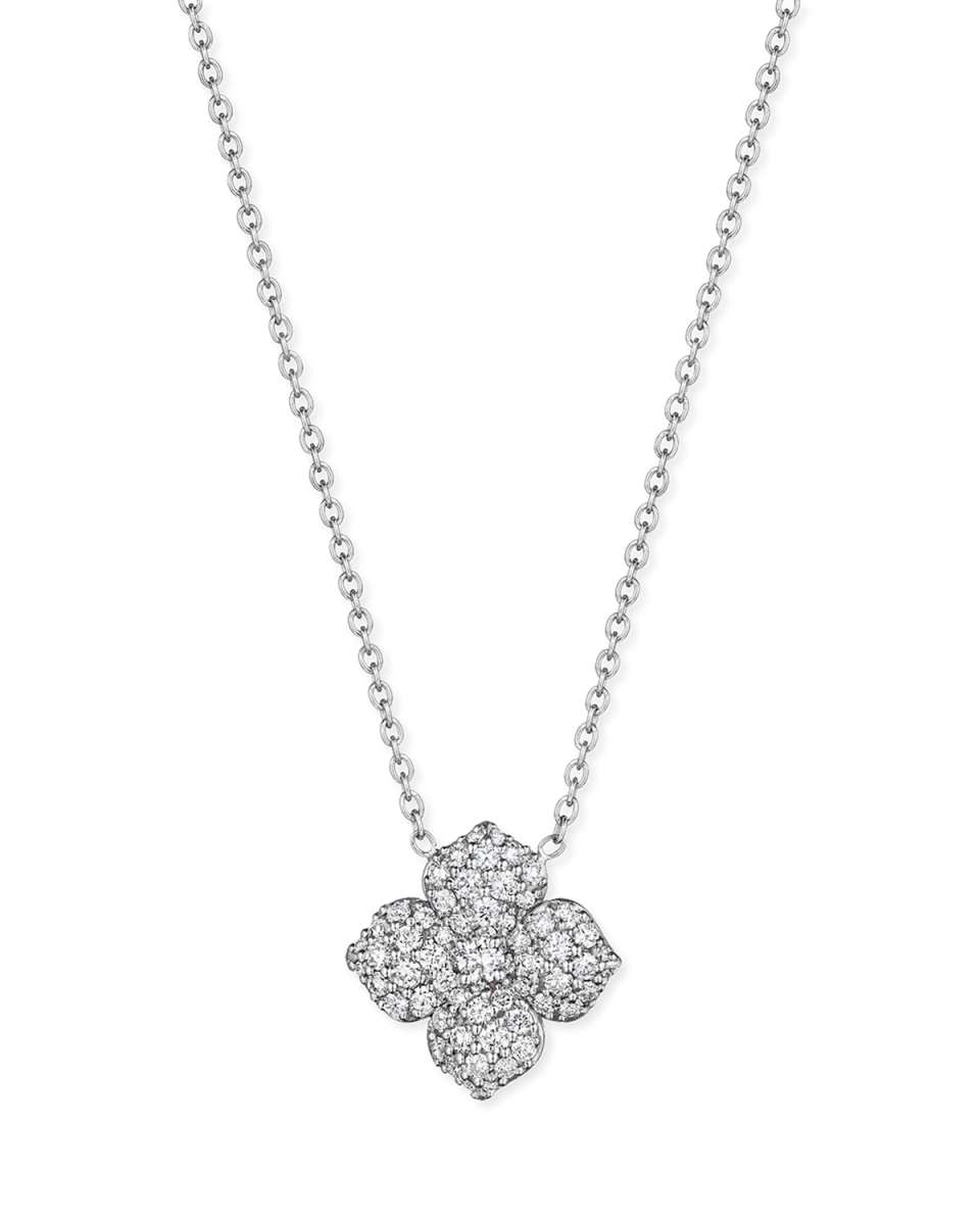 Pave Diamond Flower Pendant Necklace